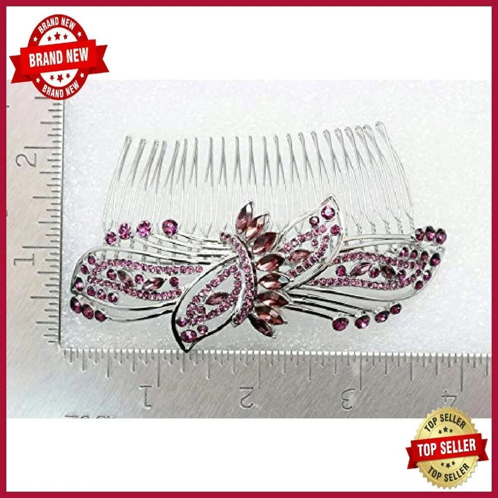 Large Floral Rhinestone Hair Comb for Special Occasions